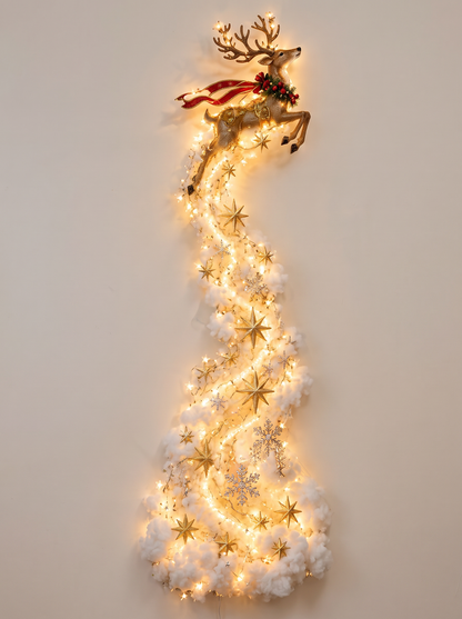 Sleighscape Flying Reindeer light-up Christmas wall scene