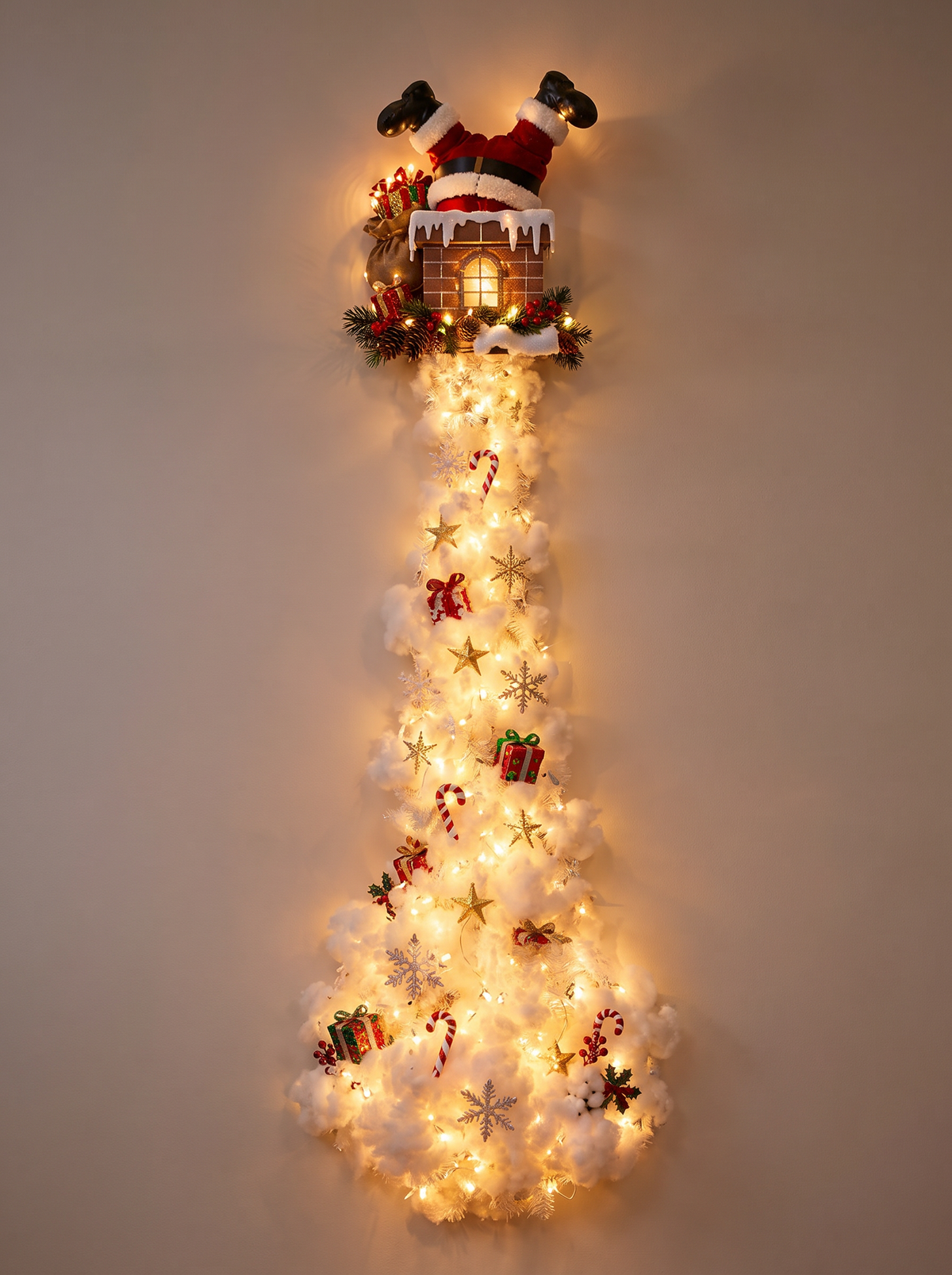 Sleighscape Chimney Santa light-up Christmas wall scene